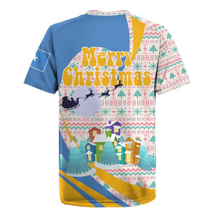 Somalia Christmas Rugby Jersey Santa Cheetah Christmas Tree Village Scene and Festive Snowflake - African Pride