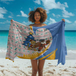Somalia Christmas Sarong Santa Cheetah Christmas Tree Village Scene and Festive Snowflake - African Pride