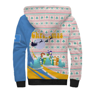 Somalia Christmas Sherpa Hoodie Santa Cheetah Christmas Tree Village Scene and Festive Snowflake - African Pride