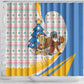 Somalia Christmas Shower Curtain Santa Cheetah Christmas Tree Village Scene and Festive Snowflake - African Pride
