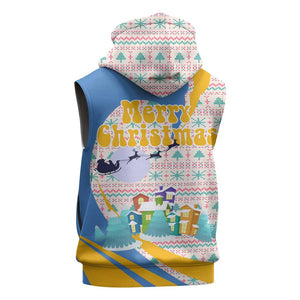 Somalia Christmas Sleeveless Hoodie Santa Cheetah Christmas Tree Village Scene and Festive Snowflake - African Pride