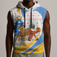 Somalia Christmas Sleeveless Hoodie Santa Cheetah Christmas Tree Village Scene and Festive Snowflake - African Pride