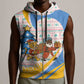 Somalia Christmas Sleeveless Zip Hoodie Santa Cheetah Christmas Tree Village Scene and Festive Snowflake - African Pride
