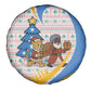Somalia Christmas Spare Tire Cover Santa Cheetah Christmas Tree Village Scene and Festive Snowflake - African Pride