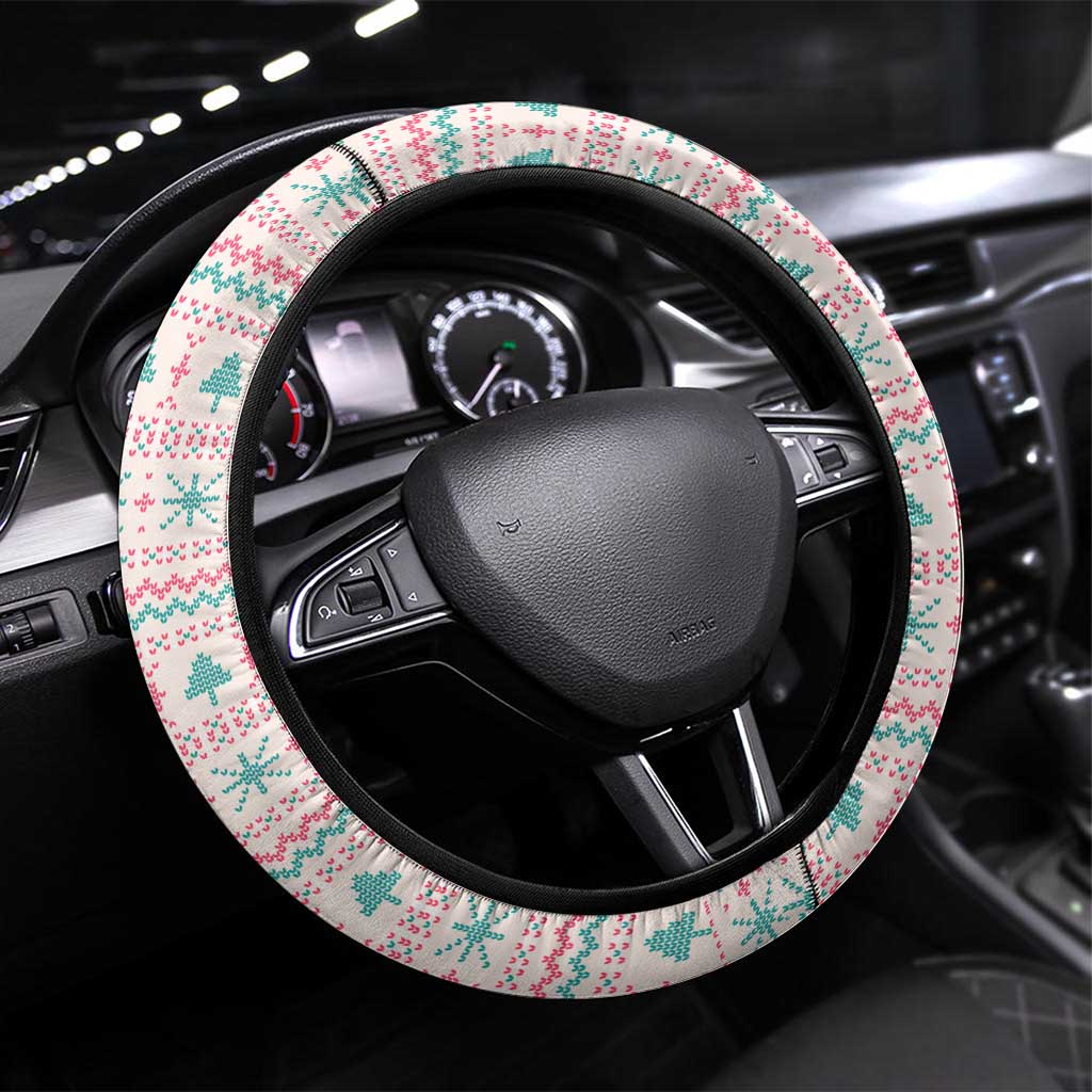 Somalia Christmas Steering Wheel Cover Santa Cheetah Christmas Tree Village Scene and Festive Snowflake - African Pride