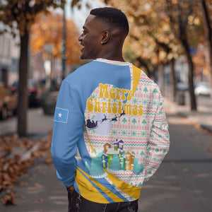 Somalia Christmas Sweatshirt Santa Cheetah Christmas Tree Village Scene and Festive Snowflake - African Pride