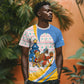 Somalia Christmas T shirt Santa Cheetah Christmas Tree Village Scene and Festive Snowflake - African Pride