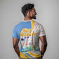 Somalia Christmas T shirt Santa Cheetah Christmas Tree Village Scene and Festive Snowflake - African Pride