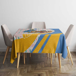 Somalia Christmas Tablecloth Santa Cheetah Christmas Tree Village Scene and Festive Snowflake - African Pride