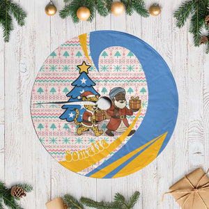Somalia Christmas Tree Skirt Santa Cheetah Christmas Tree Village Scene and Festive Snowflake - African Pride