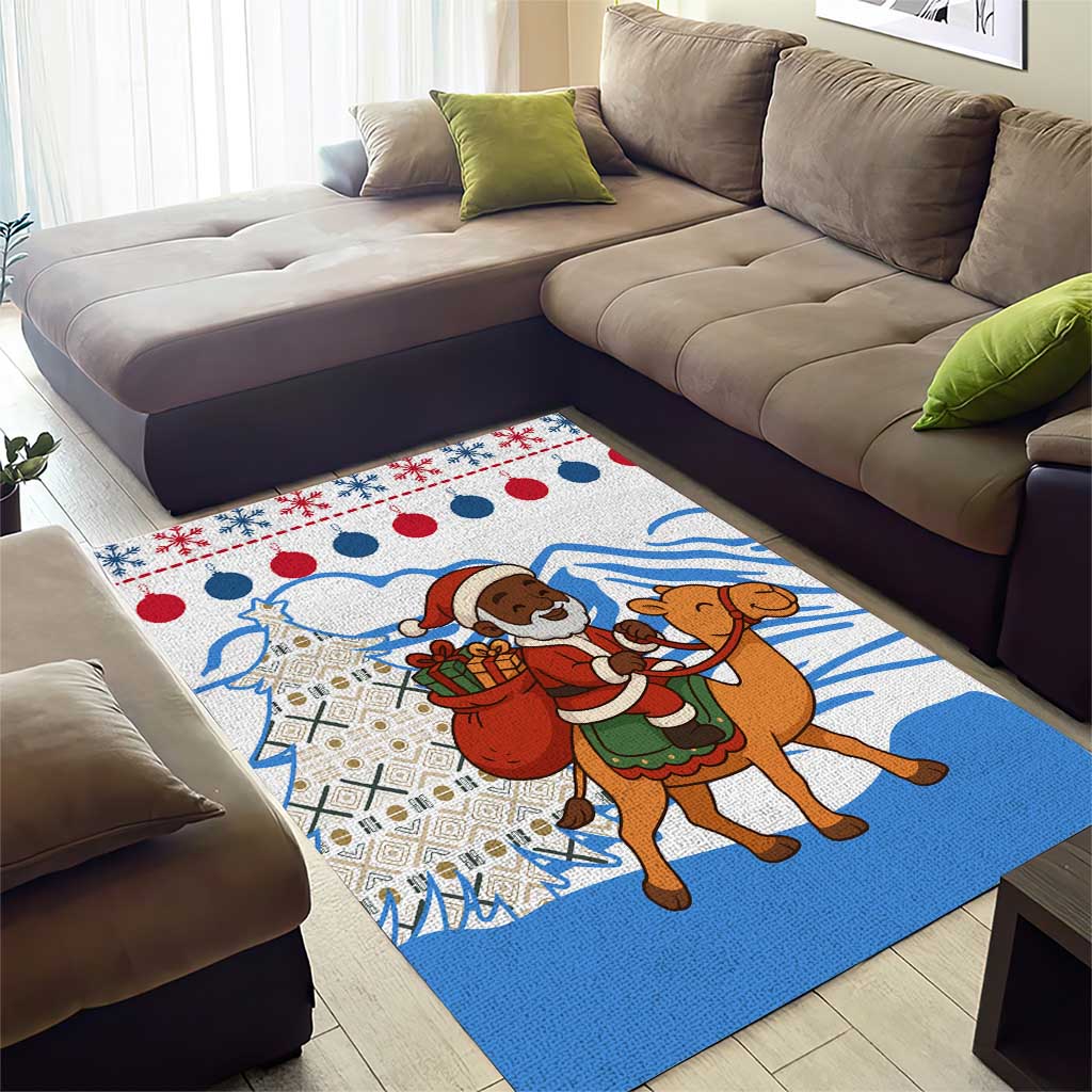 Somalia Christmas Area Rug Santa on Camel Christmas Tree Ornaments Candy Canes and Snowflake - African Pride