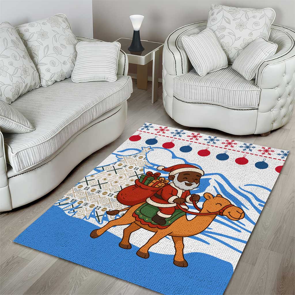 Somalia Christmas Area Rug Santa on Camel Christmas Tree Ornaments Candy Canes and Snowflake - African Pride