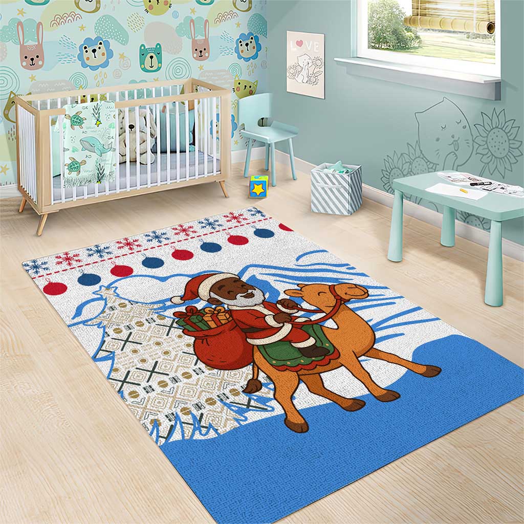 Somalia Christmas Area Rug Santa on Camel Christmas Tree Ornaments Candy Canes and Snowflake - African Pride