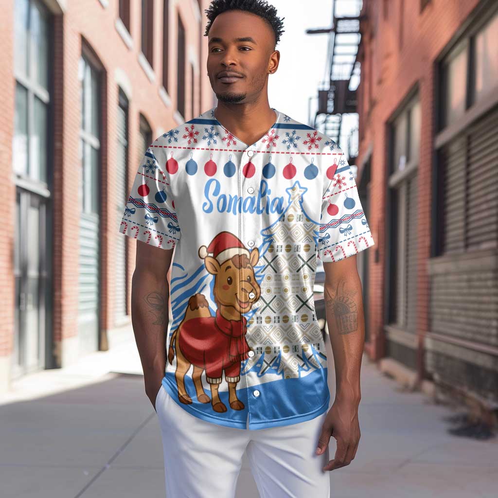 Somalia Christmas Baseball Jersey Santa on Camel Christmas Tree Ornaments Candy Canes and Snowflake - African Pride