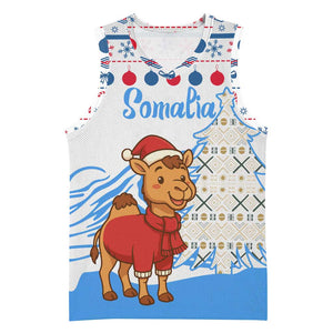 Somalia Christmas Basketball Jersey Santa on Camel Christmas Tree Ornaments Candy Canes and Snowflake - African Pride