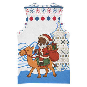 Somalia Christmas Basketball Jersey Santa on Camel Christmas Tree Ornaments Candy Canes and Snowflake - African Pride
