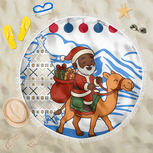 Somalia Christmas Beach Blanket Santa on Camel Christmas Tree Ornaments Candy Canes and Snowflake - African Pride