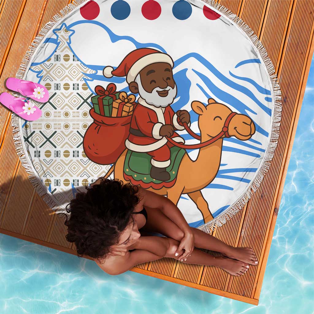 Somalia Christmas Beach Blanket Santa on Camel Christmas Tree Ornaments Candy Canes and Snowflake - African Pride