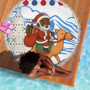 Somalia Christmas Beach Blanket Santa on Camel Christmas Tree Ornaments Candy Canes and Snowflake - African Pride