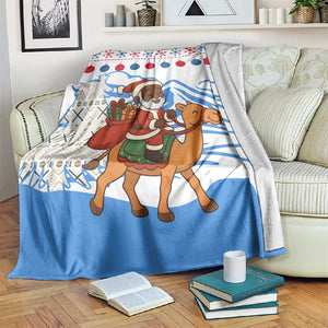 Somalia Christmas Blanket Santa on Camel Christmas Tree Ornaments Candy Canes and Snowflake - African Pride