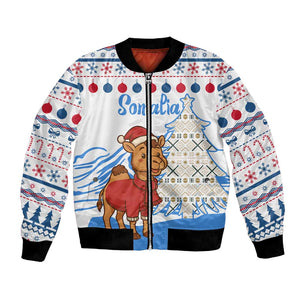 Somalia Christmas Bomber Jacket Santa on Camel Christmas Tree Ornaments Candy Canes and Snowflake - African Pride