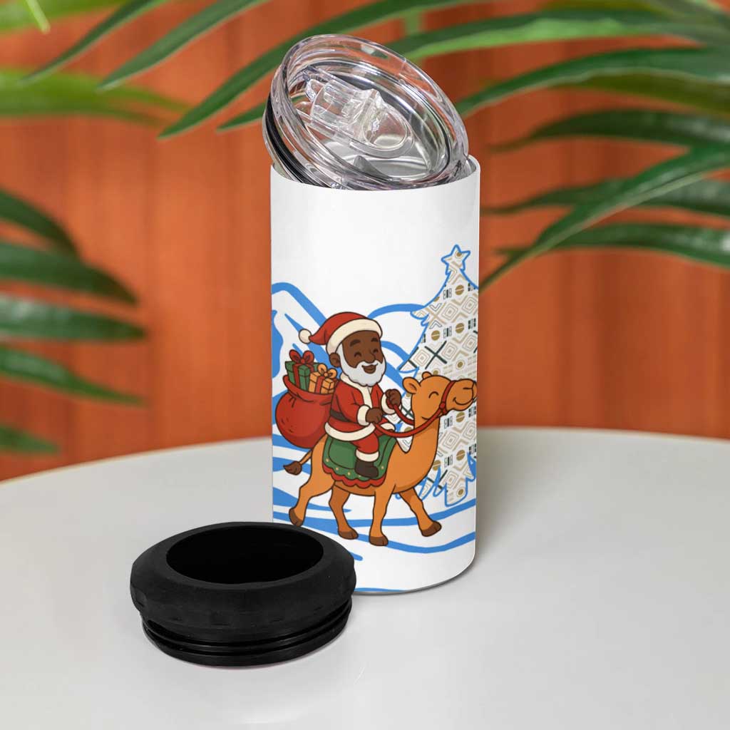 Somalia Christmas 4 in 1 Can Cooler Tumbler Santa on Camel Christmas Tree Ornaments Candy Canes and Snowflake - African Pride