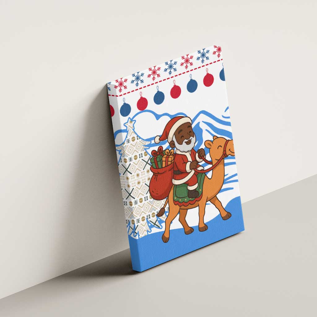 Somalia Christmas Canvas Wall Art Santa on Camel Christmas Tree Ornaments Candy Canes and Snowflake - African Pride