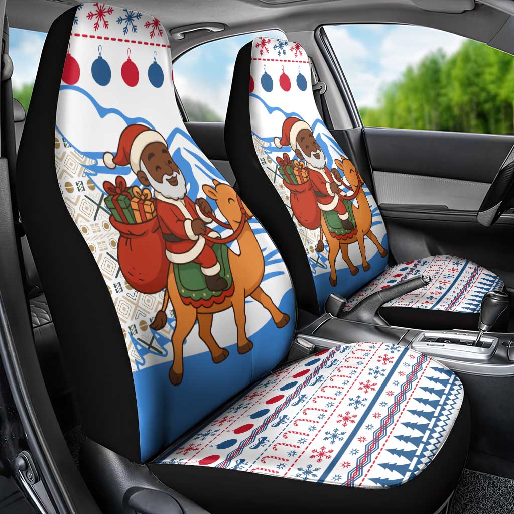 Somalia Christmas Car Seat Cover Santa on Camel Christmas Tree Ornaments Candy Canes and Snowflake - African Pride