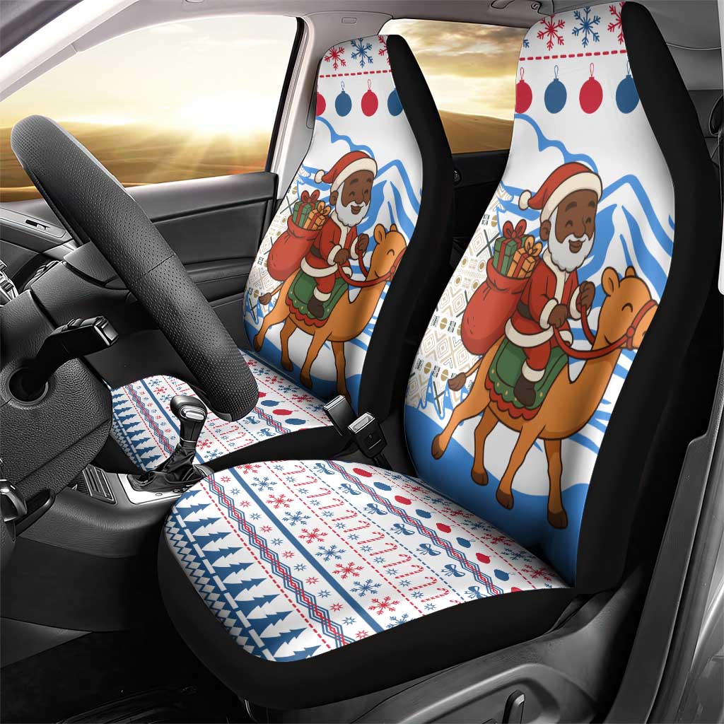 Somalia Christmas Car Seat Cover Santa on Camel Christmas Tree Ornaments Candy Canes and Snowflake - African Pride