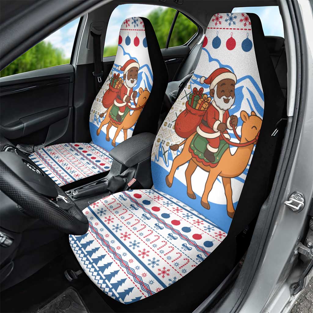 Somalia Christmas Car Seat Cover Santa on Camel Christmas Tree Ornaments Candy Canes and Snowflake - African Pride