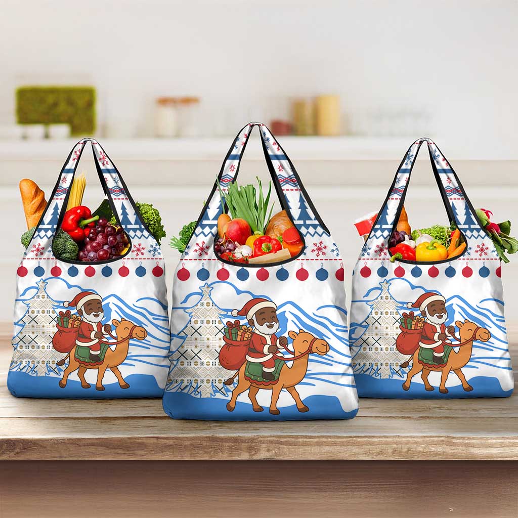 Somalia Christmas Grocery Bag Santa on Camel Christmas Tree Ornaments Candy Canes and Snowflake - African Pride
