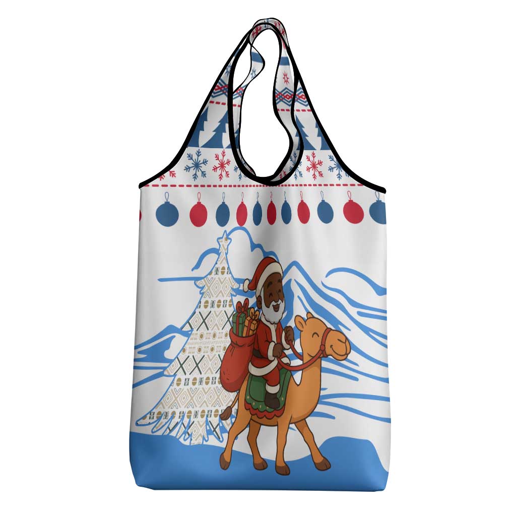 Somalia Christmas Grocery Bag Santa on Camel Christmas Tree Ornaments Candy Canes and Snowflake - African Pride