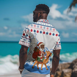 Somalia Christmas Hawaiian Shirt Santa on Camel Christmas Tree Ornaments Candy Canes and Snowflake - African Pride
