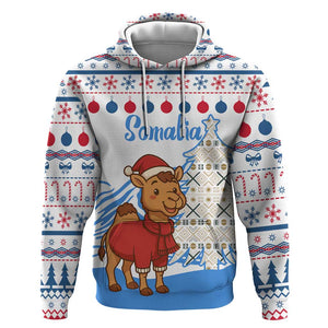 Somalia Christmas Hoodie Santa on Camel Christmas Tree Ornaments Candy Canes and Snowflake - African Pride