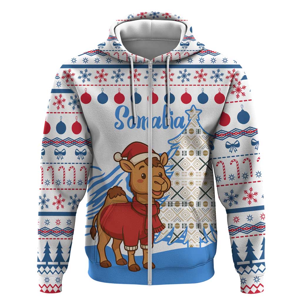 Somalia Christmas Hoodie Santa on Camel Christmas Tree Ornaments Candy Canes and Snowflake - African Pride