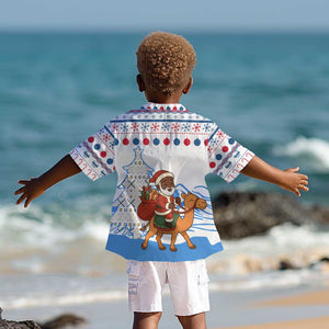 Somalia Christmas Kid Hawaiian Shirt Santa on Camel Christmas Tree Ornaments Candy Canes and Snowflake - African Pride
