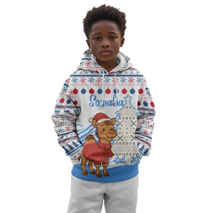 Somalia Christmas Kid Hoodie Santa on Camel Christmas Tree Ornaments Candy Canes and Snowflake - African Pride