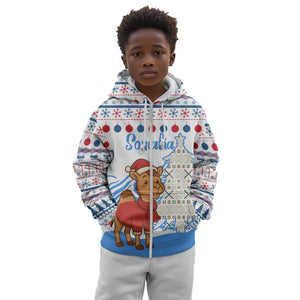 Somalia Christmas Kid Hoodie Santa on Camel Christmas Tree Ornaments Candy Canes and Snowflake - African Pride