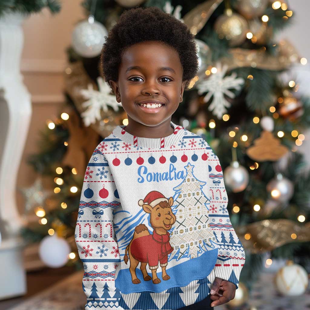 Somalia Christmas Kid Ugly Christmas Sweater Santa on Camel Christmas Tree Ornaments Candy Canes and Snowflake - African Pride