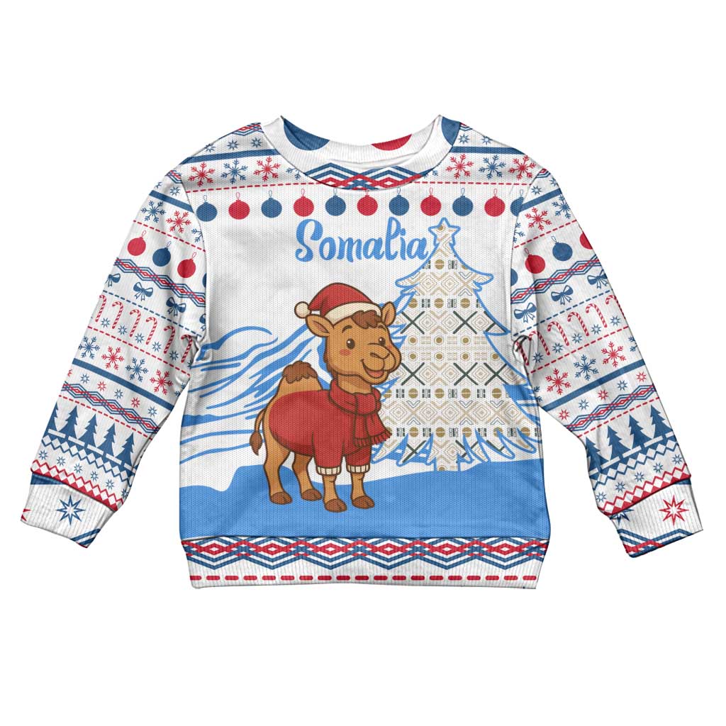 Somalia Christmas Kid Ugly Christmas Sweater Santa on Camel Christmas Tree Ornaments Candy Canes and Snowflake - African Pride