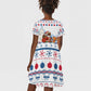Somalia Christmas Kid Short Sleeve Dress Santa on Camel Christmas Tree Ornaments Candy Canes and Snowflake - African Pride