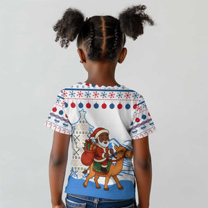 Somalia Christmas Kid T shirt Santa on Camel Christmas Tree Ornaments Candy Canes and Snowflake - African Pride