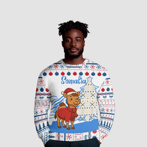 Somalia Christmas Ugly Christmas Sweater Santa on Camel Christmas Tree Ornaments Candy Canes and Snowflake - African Pride