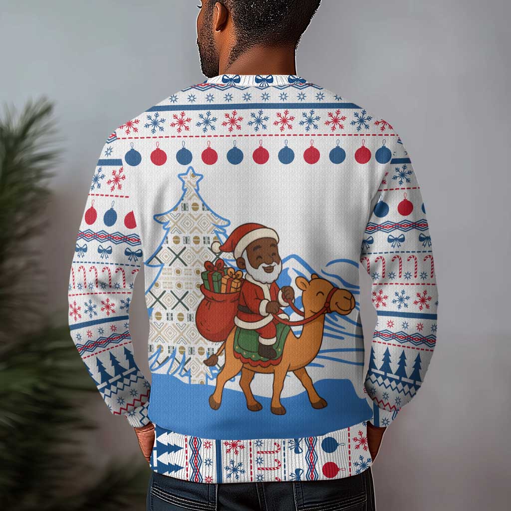 Somalia Christmas Ugly Christmas Sweater Santa on Camel Christmas Tree Ornaments Candy Canes and Snowflake - African Pride