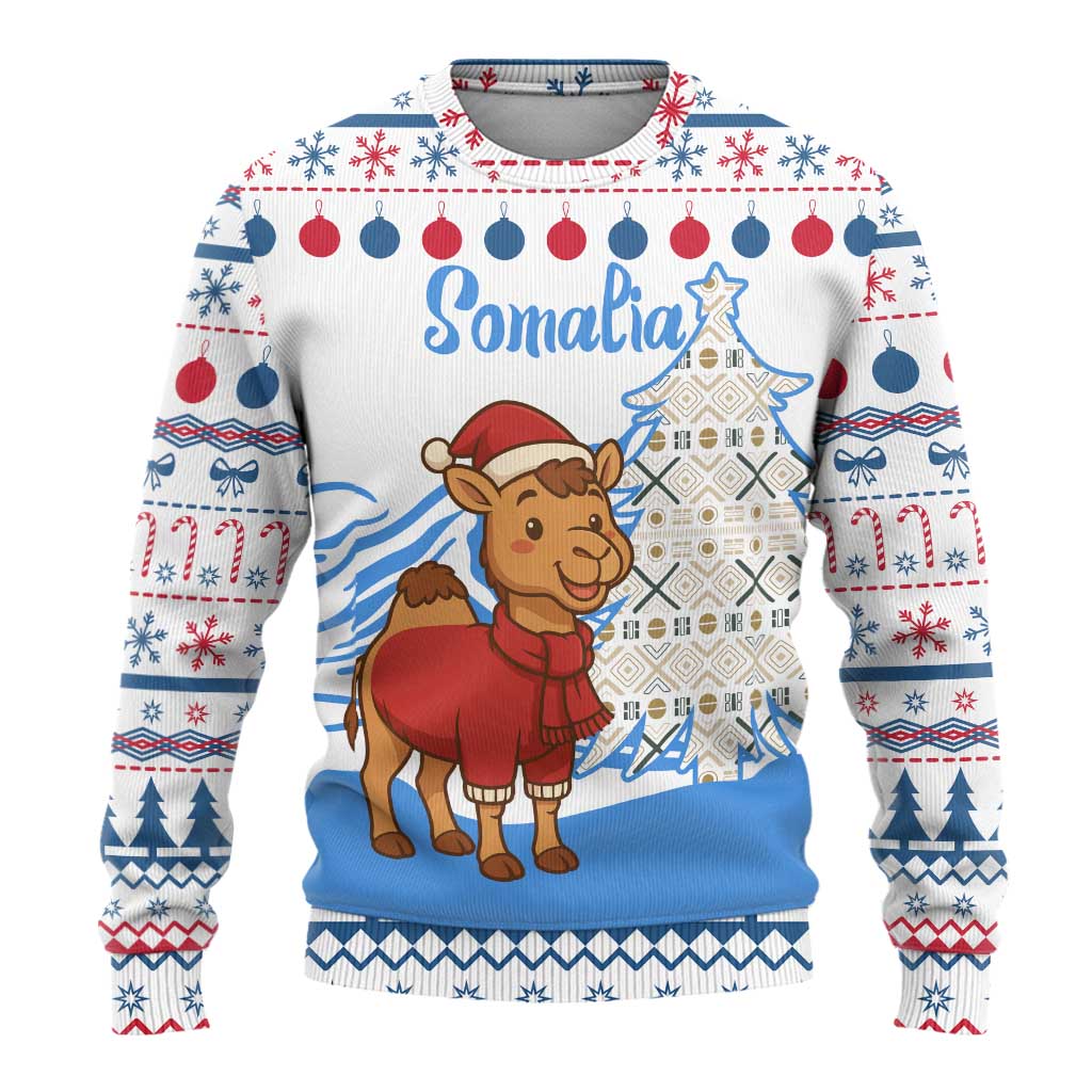 Somalia Christmas Ugly Christmas Sweater Santa on Camel Christmas Tree Ornaments Candy Canes and Snowflake - African Pride