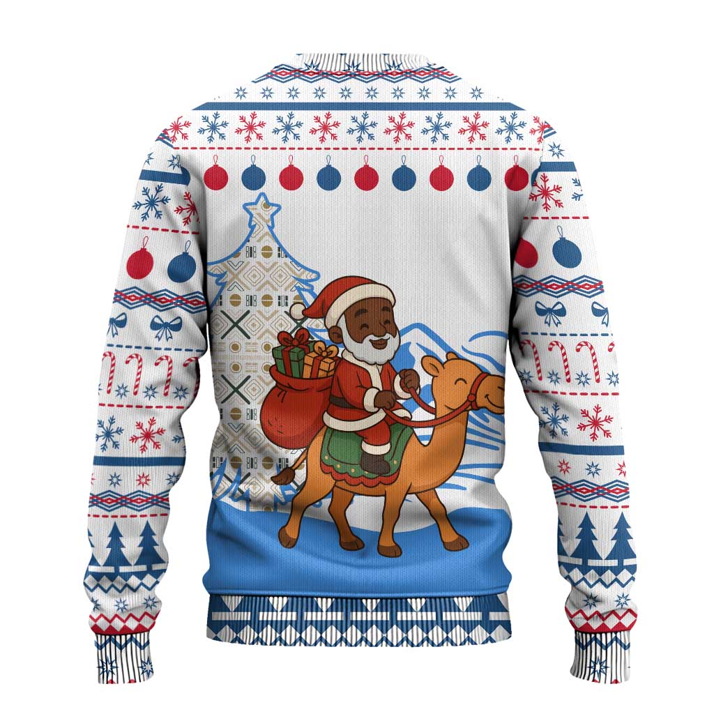 Somalia Christmas Ugly Christmas Sweater Santa on Camel Christmas Tree Ornaments Candy Canes and Snowflake - African Pride