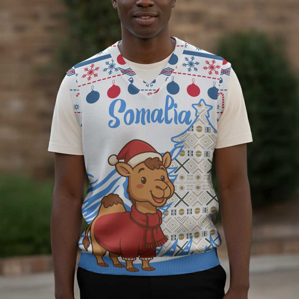 Somalia Christmas Knitted V-Neck Vest Santa on Camel Christmas Tree Ornaments Candy Canes and Snowflake - African Pride