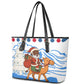 Somalia Christmas Leather Tote Bag Santa on Camel Christmas Tree Ornaments Candy Canes and Snowflake - African Pride