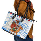 Somalia Christmas Leather Tote Bag Santa on Camel Christmas Tree Ornaments Candy Canes and Snowflake - African Pride