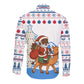 Somalia Christmas Long Sleeve Button Shirt Santa on Camel Christmas Tree Ornaments Candy Canes and Snowflake - African Pride